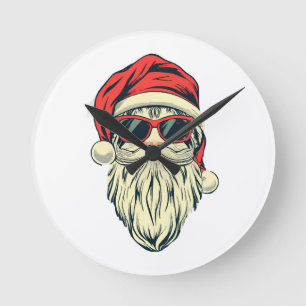 Horloge Ronde santa claus avec lunettes