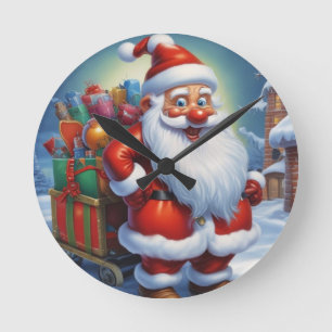 Horloge Ronde Santa Clause Joyeux Noël Bonne année