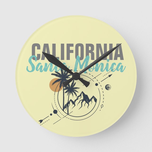 Horloge Ronde Santa Monica Californie Geometric Palms (Recto)