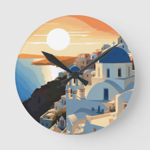 HORLOGE RONDE SANTORINI GRÈCE N° 1