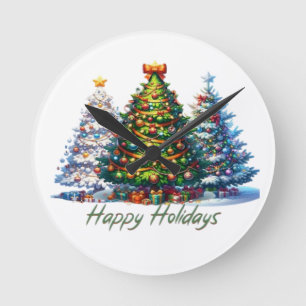 Horloge Ronde sapin de Noël