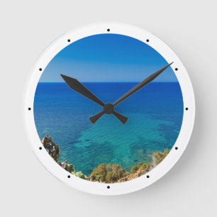 Horloge Ronde Sardaigne bleu mer et ciel avec épuration méditerr