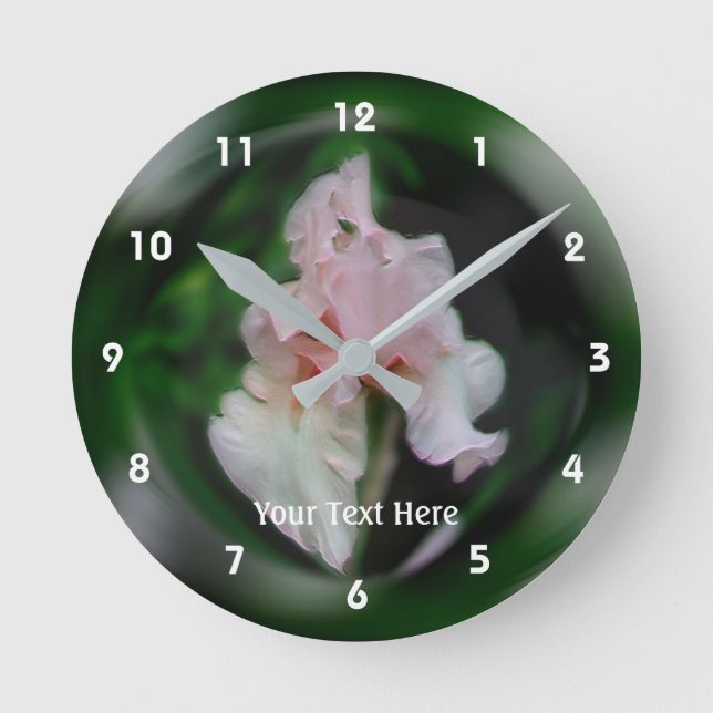 Horloge Ronde Saumon Pink Iris Flower Art (Recto)