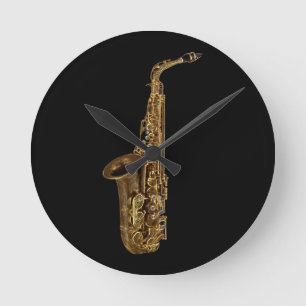 Horloge Ronde Saxophone Music Themed Wall Clock