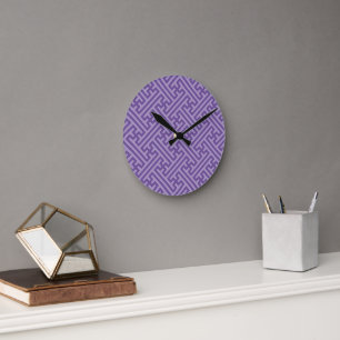 Horloge Ronde Sayagata motif, japonais, violet et rose