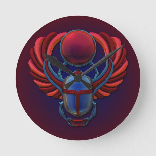 Horloge Ronde Scarab égyptien coloré (Recto)
