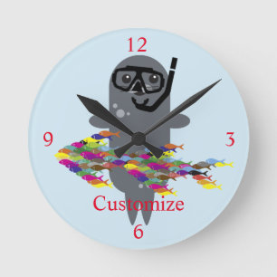 Horloge Ronde Sceau gris Thunder_Cove 