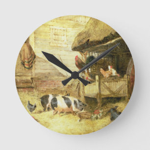 Horloge Ronde Scène de basse cour