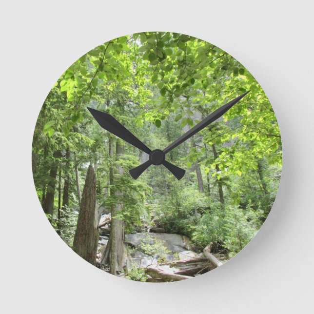 Horloge Ronde Scène de Forêt Verte Magique.   (Recto)