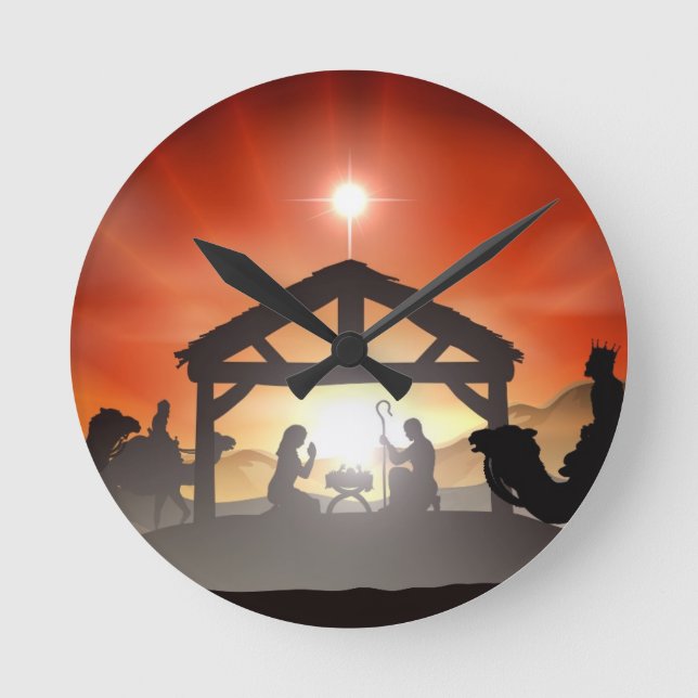 Horloge Ronde Scène de la Nativité de Noël (Recto)