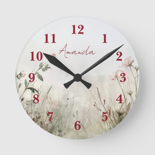 Horloge Ronde Scène rêvée de fleurs de printemps (Recto)