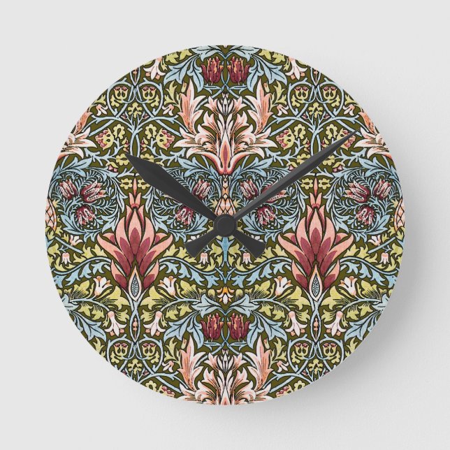 Horloge Ronde Schéma floral William Morris Snakeshead (Recto)