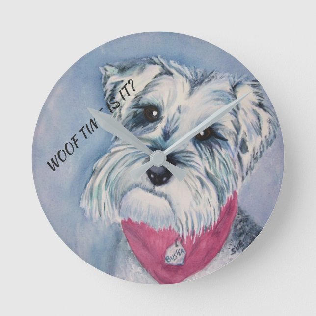 HORLOGE RONDE SCHNAUZER GRIS EN ARGENT DOUX (Recto)