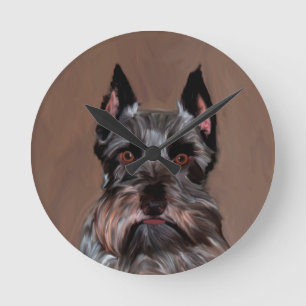 Horloge Ronde Schnauzer Miniature peinture couleur de l'eau