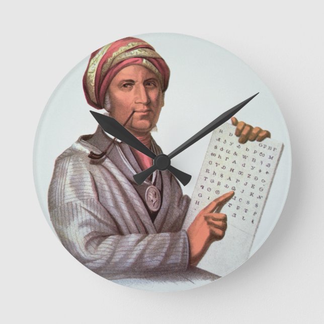 Horloge Ronde Scholar Cherokee, Sequoyah (1776-1843) (couleur) (Recto)