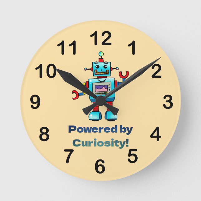 Horloge Ronde science pour les enfants - robot (Recto)