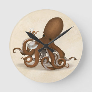 Horloge Ronde Sciences de la Chimie de l'Octopus Tenir une fiole
