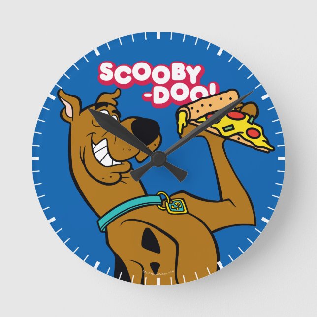 Horloge Ronde Scooby Doo Avec Pizza Slice (Recto)