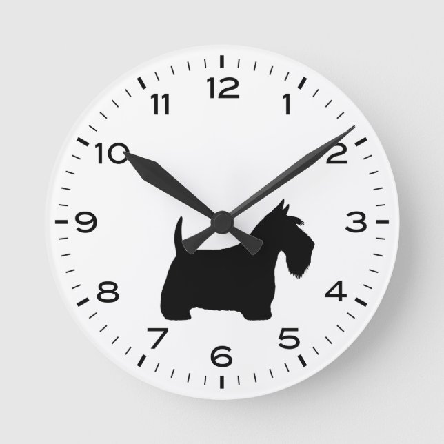 Horloge Ronde Scottish terrier scottie dog silhouette (Recto)
