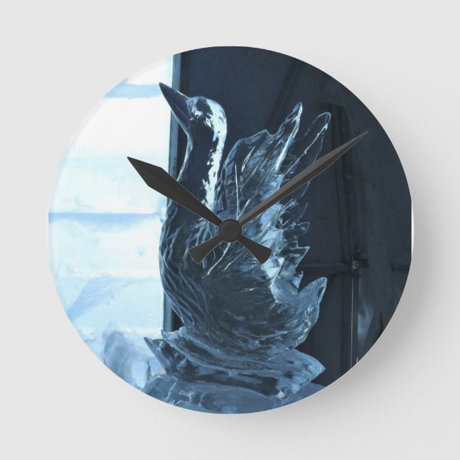 Horloge Ronde Sculpture de glace de cygne, Québec, Canada (Recto)