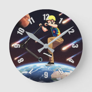 Horloge Ronde Se déplaçant vers les étoiles - Cavalier de scoote