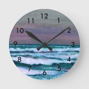 Horloge Ronde Sea Beach Clock Ocean Waves Seascape Decor