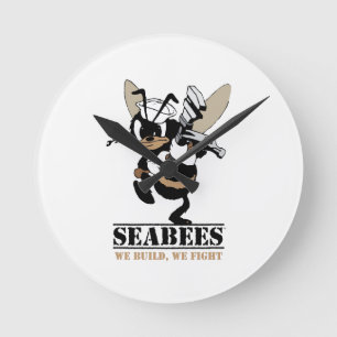 Horloge Ronde Seabees We build We Fight Clock