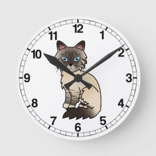 Horloge Ronde Seal Point Tabby Birman / Ragdoll Cat