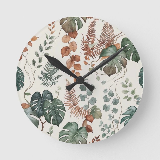Horloge Ronde Seamless boho botanical pattern Flowers  (Recto)
