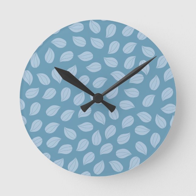 Horloge Ronde Seamless Soft Blue Leaf Pattern (Recto)