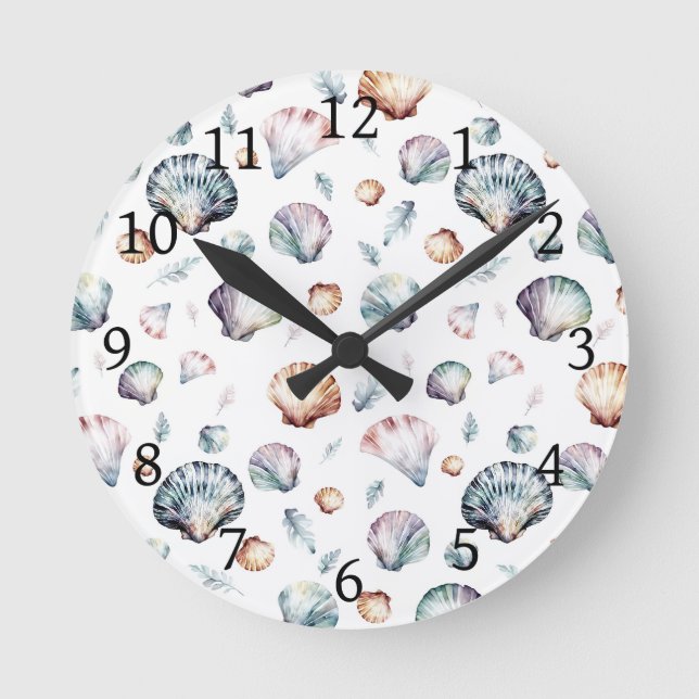 Horloge Ronde Seashell Ocean Beach Sea Shell Design 358 (Recto)
