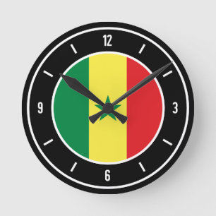 Horloge Ronde Sénégal Drapeau élégant