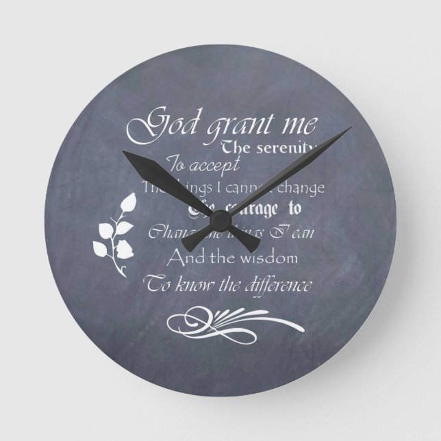 Horloge Ronde Sérénité prière cadeau chalkboard rétro (Recto)