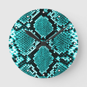 Horloge Ronde Serpent à crosse de diamant Aqua avec points
