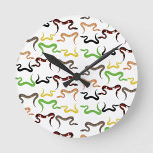 Horloge Ronde Serpents colorés Python Reptile Motif