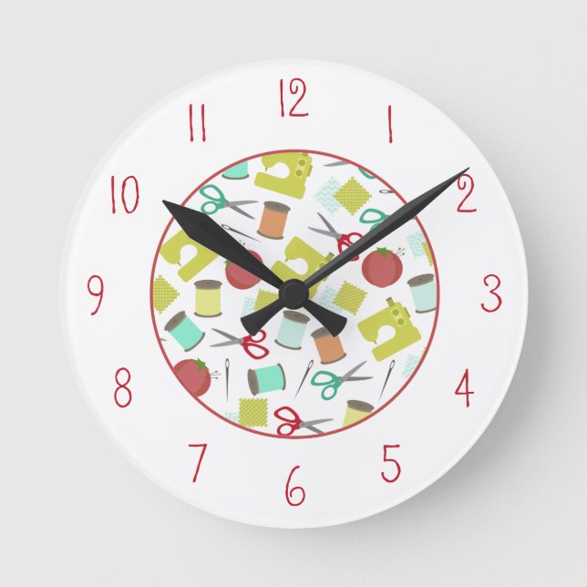 Horloge Ronde Sewing Themed Clock (Recto)