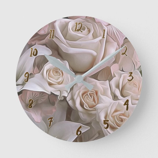 Horloge Ronde Shabby Chic Roses Roses Roses Rustiques Glam Perso (Recto)