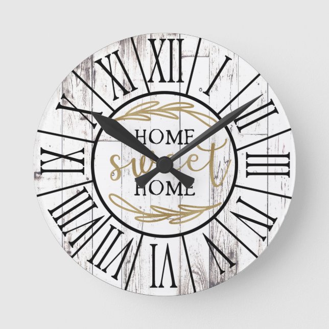 Horloge Ronde Shabby White Wood Country (Recto)