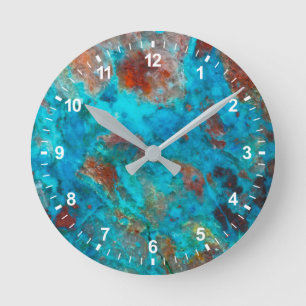 Horloge Ronde Shattuckite bleue
