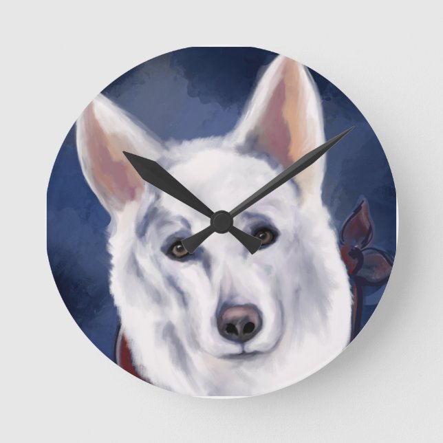 HORLOGE RONDE SHEPHERD ALLEMAND BLANC (Recto)