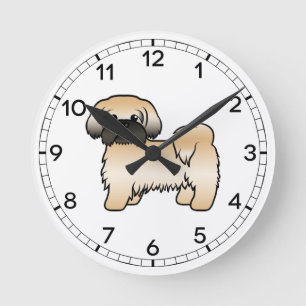 Horloge Ronde Shih Tzu de dessin animé mignon doré avec un masqu