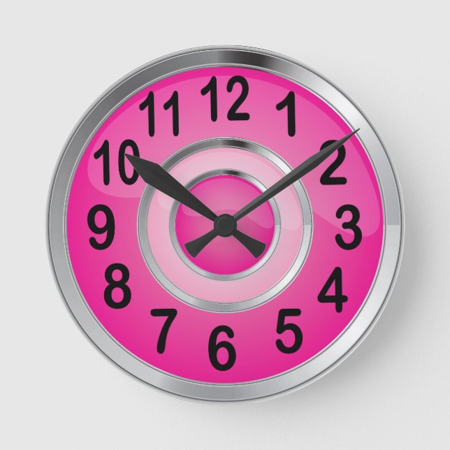 Horloge Ronde Shiny Pink and Silver Metal (Recto)