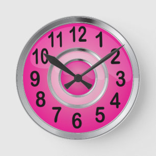 Horloge Ronde Shiny Pink and Silver Metal
