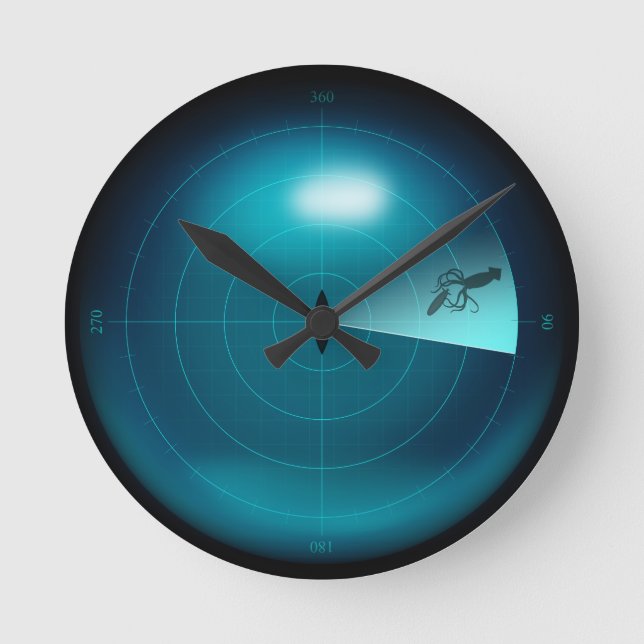 Horloge Ronde Ship Sonar Screen Kraken Giant Squid Nautical (Recto)