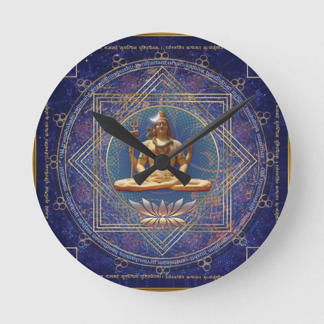 Horloge Ronde Shiva Mahamrityunjaya - Santé, Paix et Prospérité (Recto)