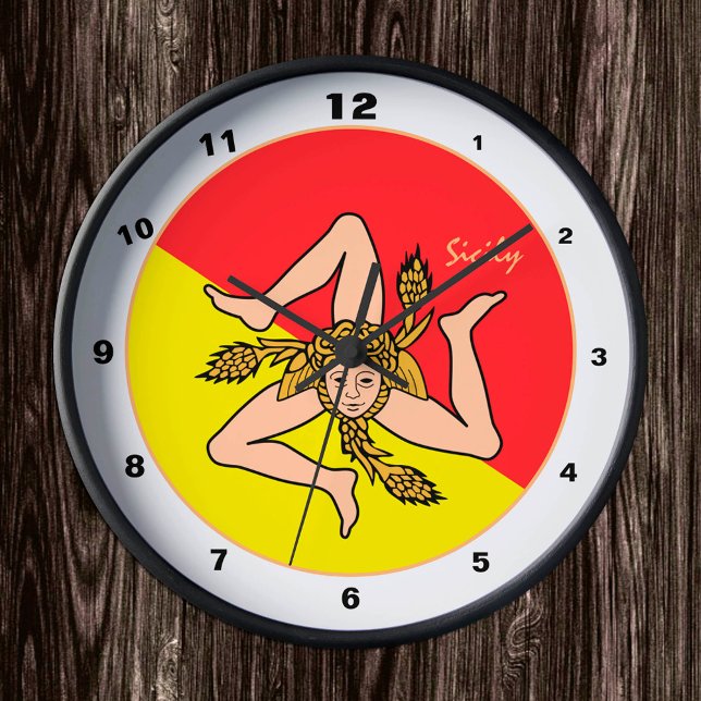Horloge Ronde Sicilian Flag, Sicily trendy fashion /design clock (Créateur téléchargé)