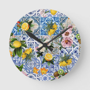 Horloge Ronde Sicilian style with flowers and lemon