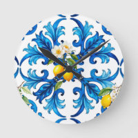 sicilien, été, citron, mosaïque, bleu, foulard,