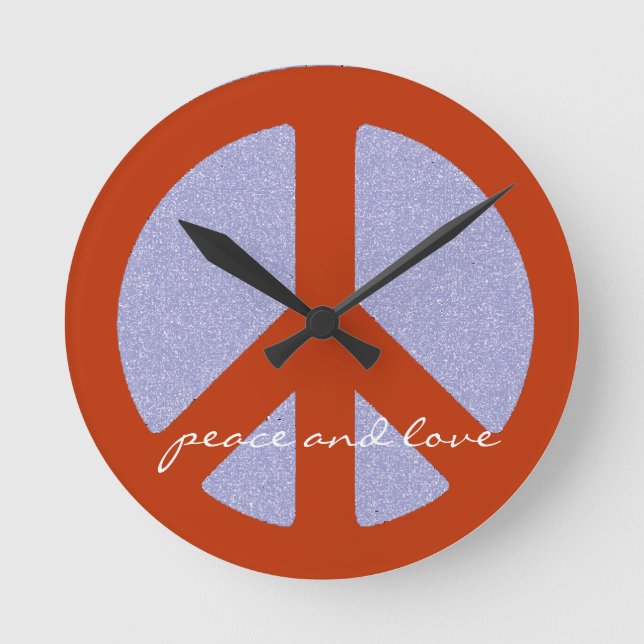 Horloge Ronde signe de paix, hippie rétro (Recto)