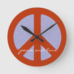 Horloge Ronde signe de paix, hippie rétro